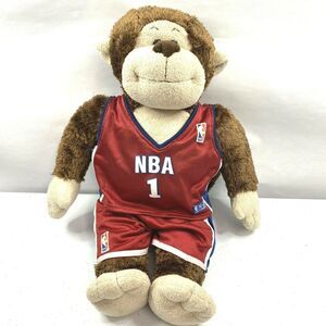 Build A Bear Brown Monkey 18" Plush BABW with NBA #1 Red Outfit